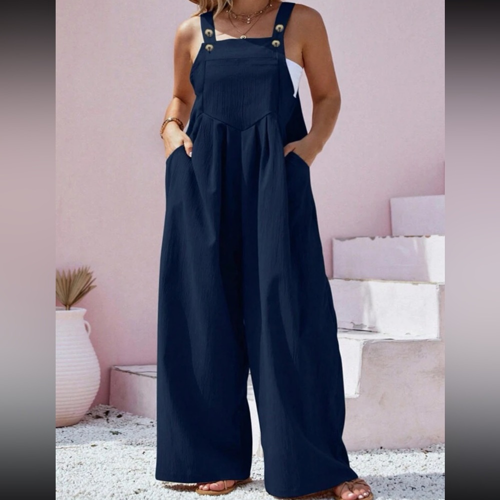 Plus size pink overall jumpsuit - Picture 10 of 14